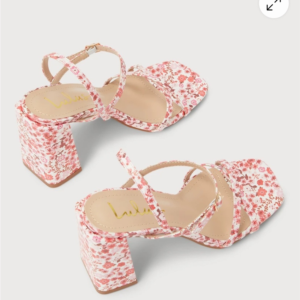 Lulu's Pink Floral Block Heels
